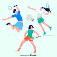 Vector gratuito set de personas jugando al badminton