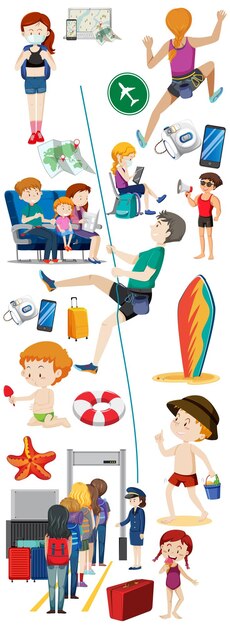 Set de personas realizando diferentes actividades