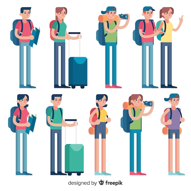 Vector gratuito set de personas viajando