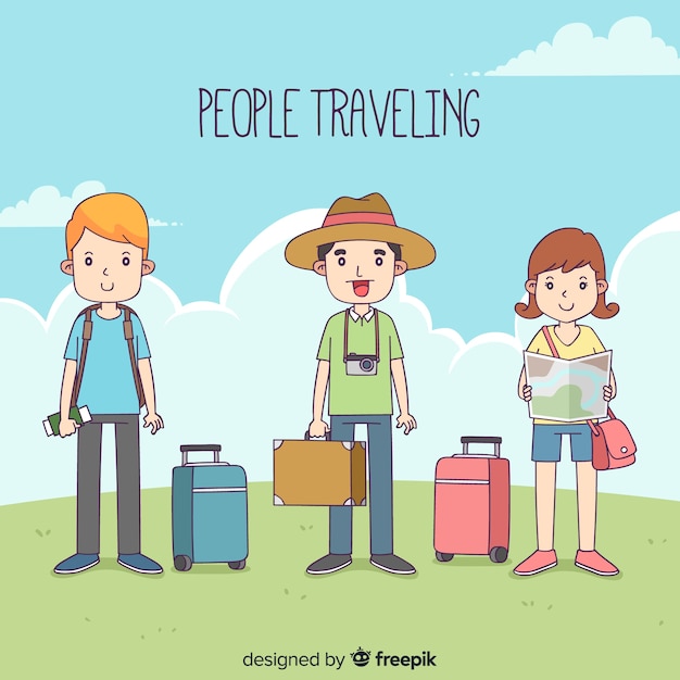 Vector gratuito set de personas viajando