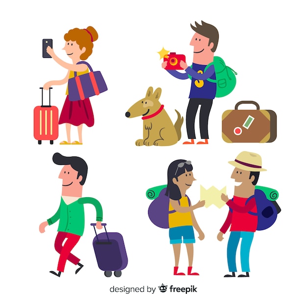 Vector gratuito set de personas viajando