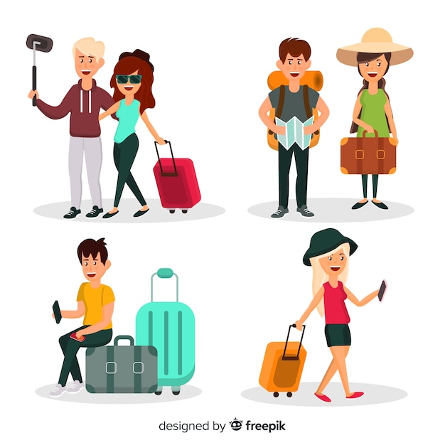 Vector gratuito set de personas viajando