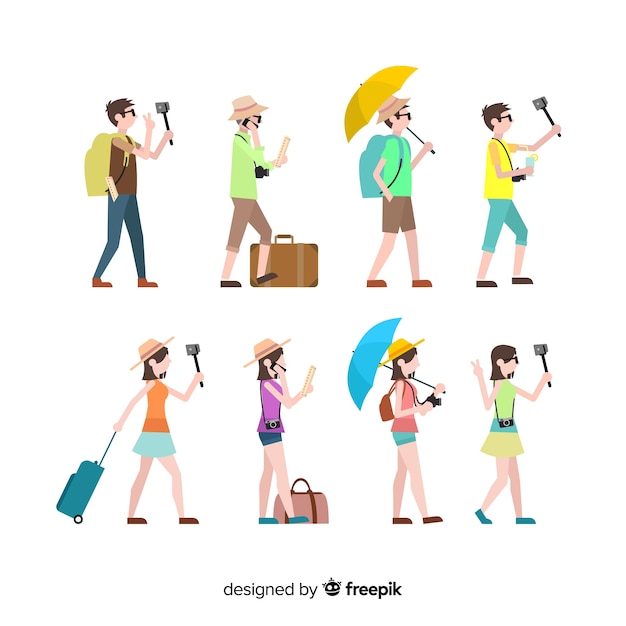 Vector gratuito set de personas viajando