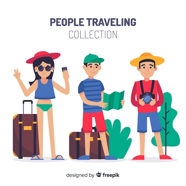 Vector gratuito set de personas viajando