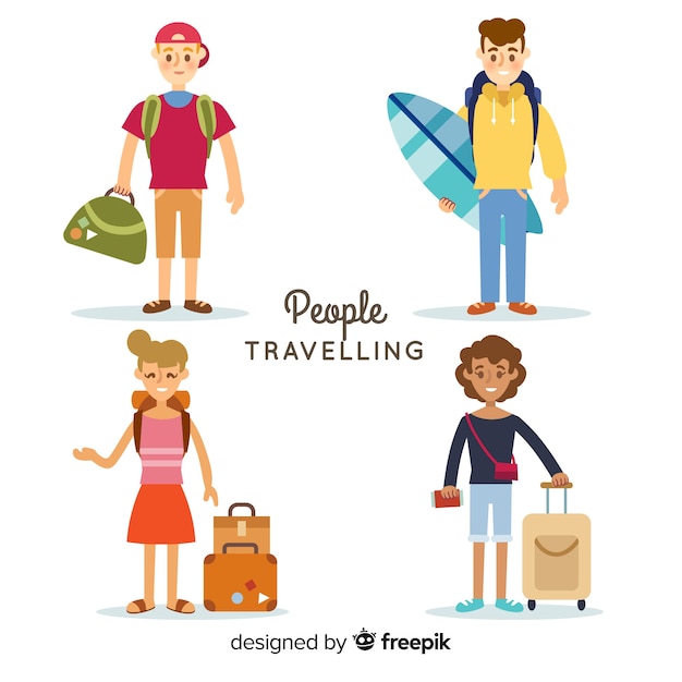 Vector gratuito set de personas viajando