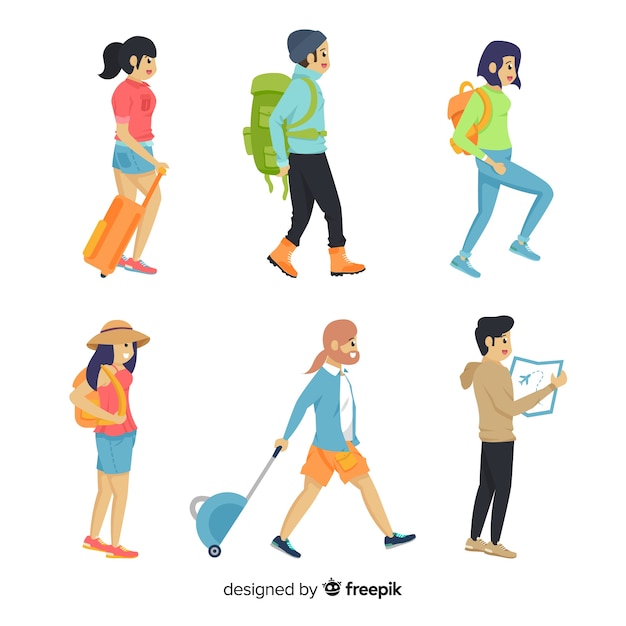 Vector gratuito set de personas viajando