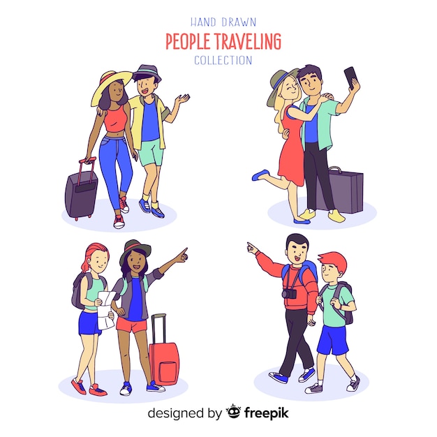 Set de personas de viaje