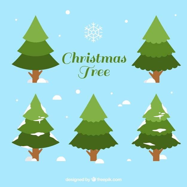 Set de pinos nevados de navidad 