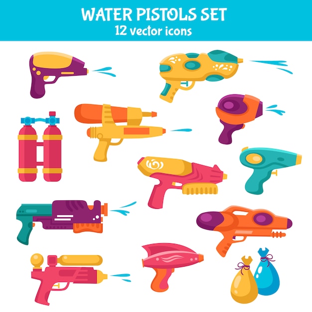 Vector gratuito set de pistolas de agua