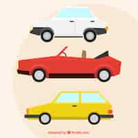 Vector gratuito set plano de coches vintage