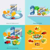 Vector gratuito set plano de comida saludable