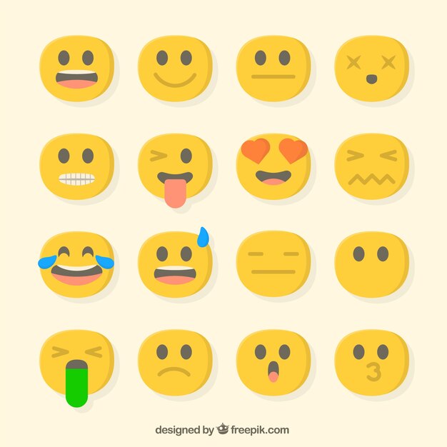 Set plano de emoticonos decorativos