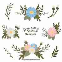 Vector gratuito set plano de flores decorativas