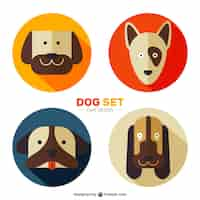 Vector gratuito set plano de simpáticos perros