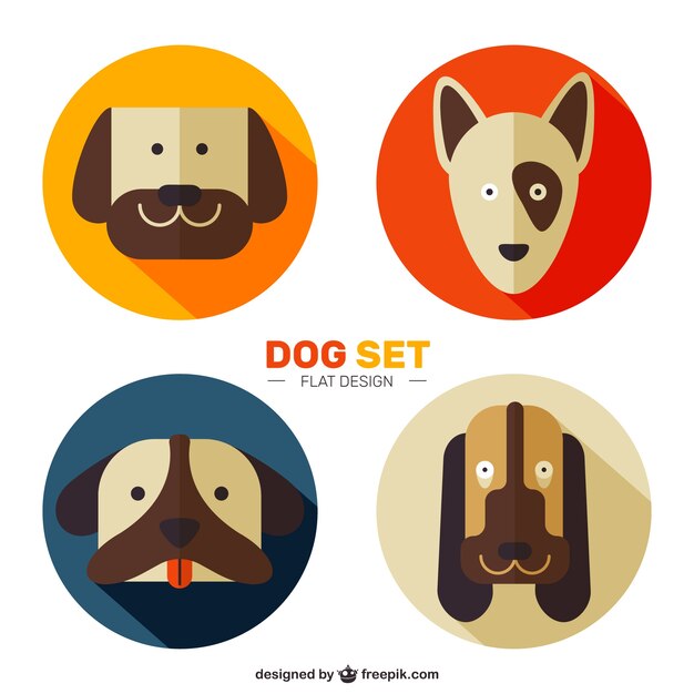Set plano de simpáticos perros