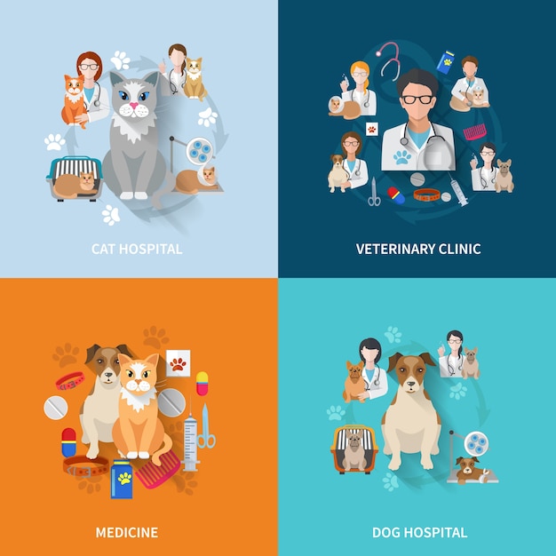 Vector gratuito set plano veterinario