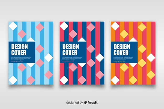 Set de plantillas para diseño de portadas, estilo geométrico