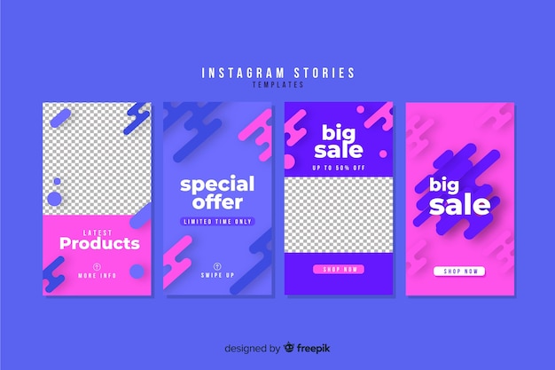 Vector gratuito set de plantillas de historias de instagram de rebajas