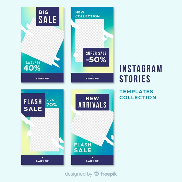 Set de plantillas de historias de instagram sobre rebajas