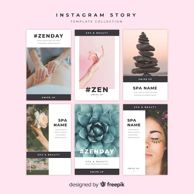 Vector gratuito set de plantillas de instagram stories de spa