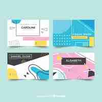 Vector gratuito set de plantillas de tarjetas de visita con estilo memphis