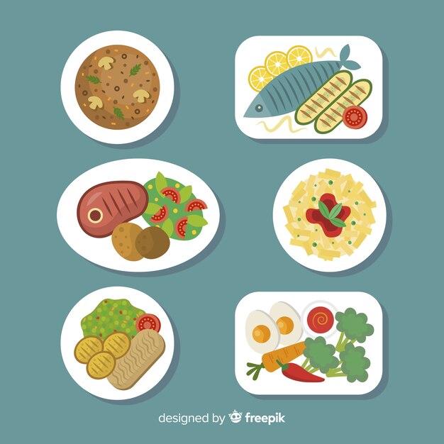 Set platos de comida planos