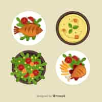 Vector gratuito set platos de comida sabrosos