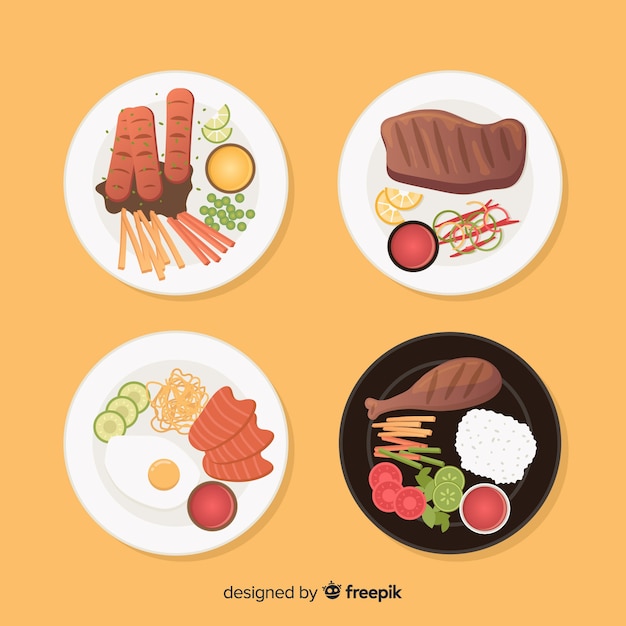 Vector gratuito set de platos de comida