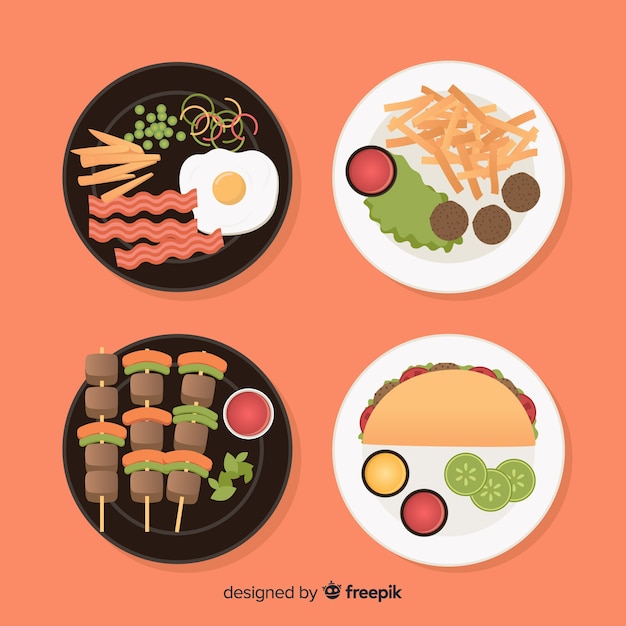 Vector gratuito set de platos de comida