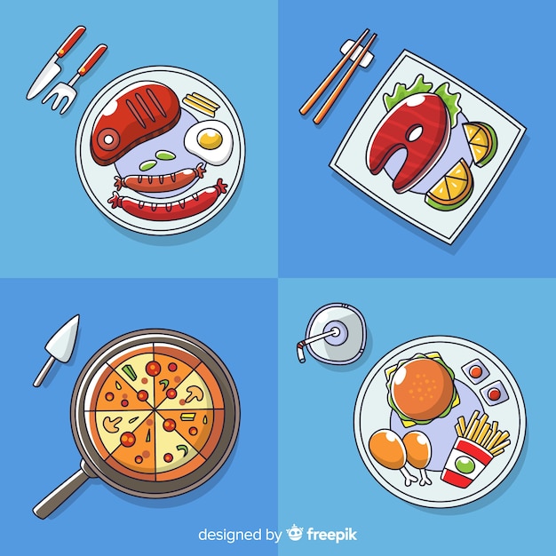 Vector gratuito set de platos de comida