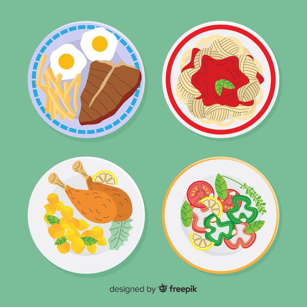 Vector gratuito set platos de comida