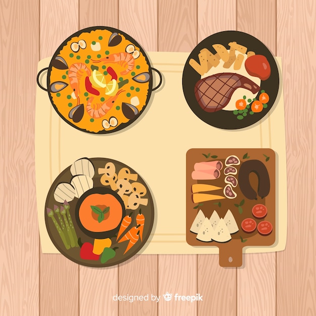 Vector gratuito set platos de comida