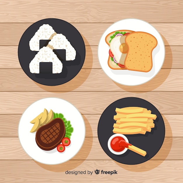 Vector gratuito set platos de comida