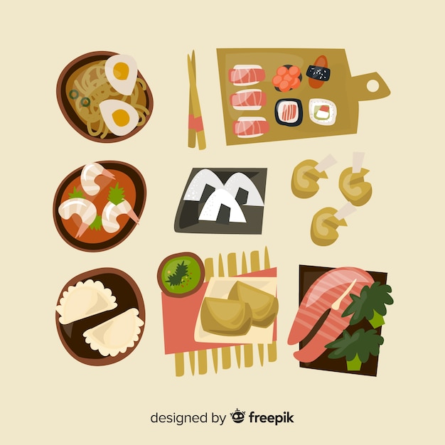 Vector gratuito set de platos de comida