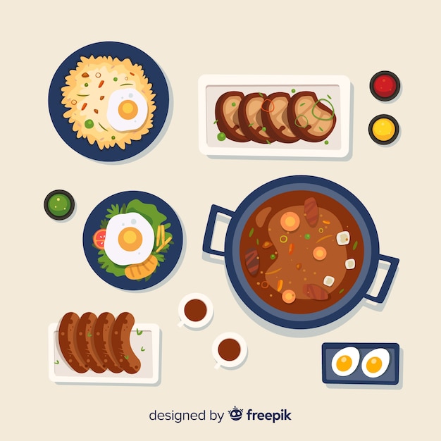 Vector gratuito set de platos de comida