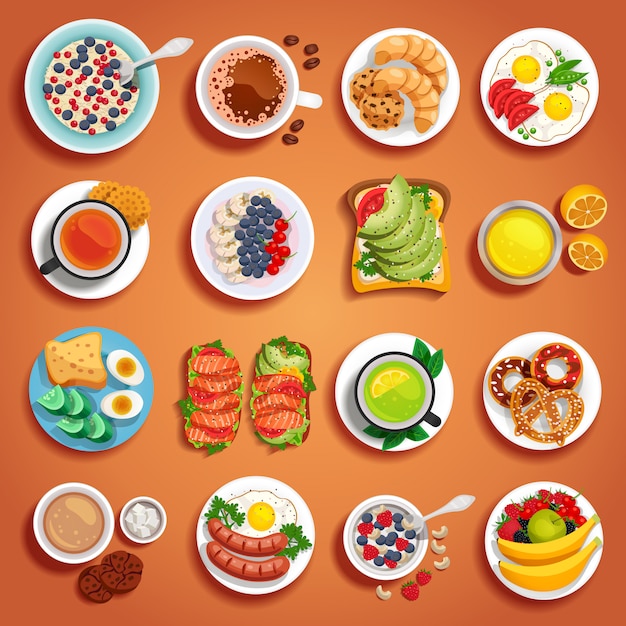 Set Platos Desayuno Naranja