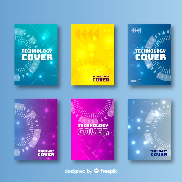 Set de portadas coloridas de tecnología