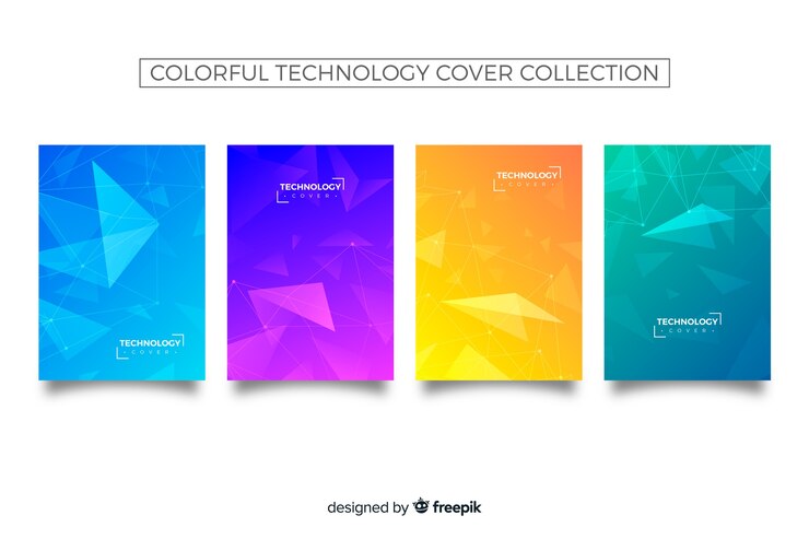 Vector gratuito set de portadas coloridas de tecnología