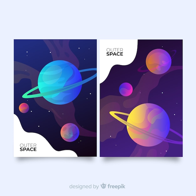 Vector gratuito set de portadas espaciales