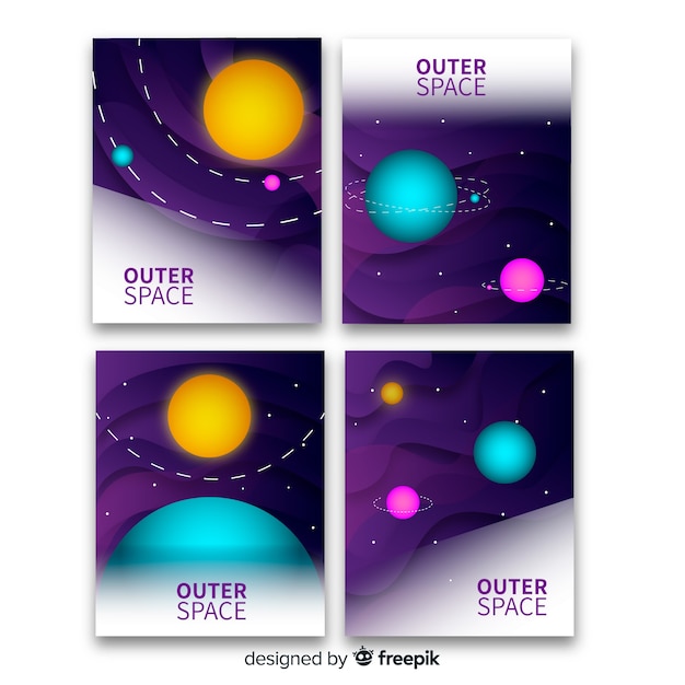 Vector gratuito set de portadas espaciales
