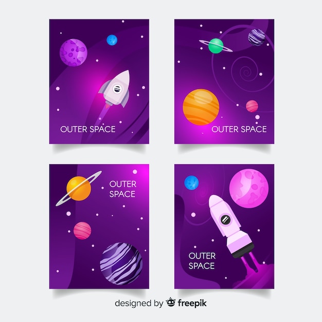 Vector gratuito set de portadas del espacio exterior