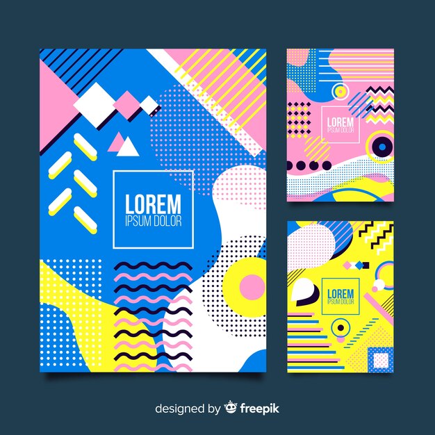 Set de portadas de estilo memphis