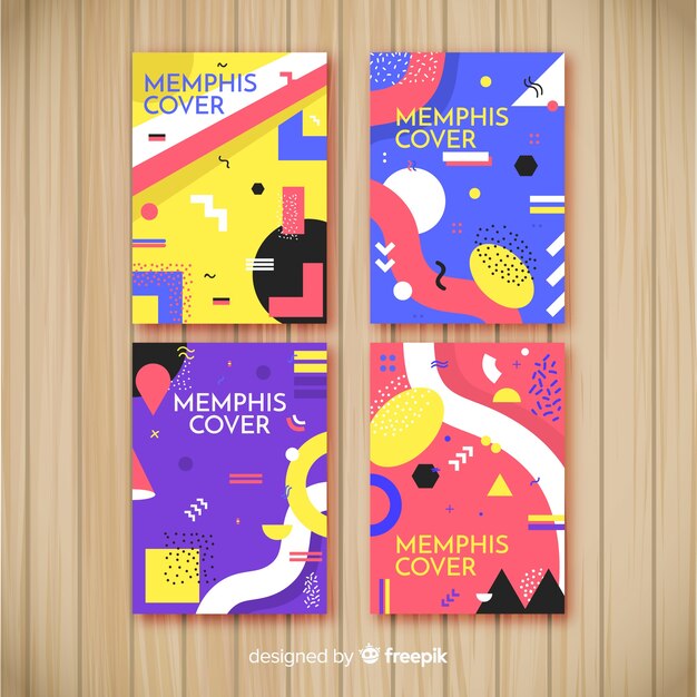 Set de portadas de estilo memphis