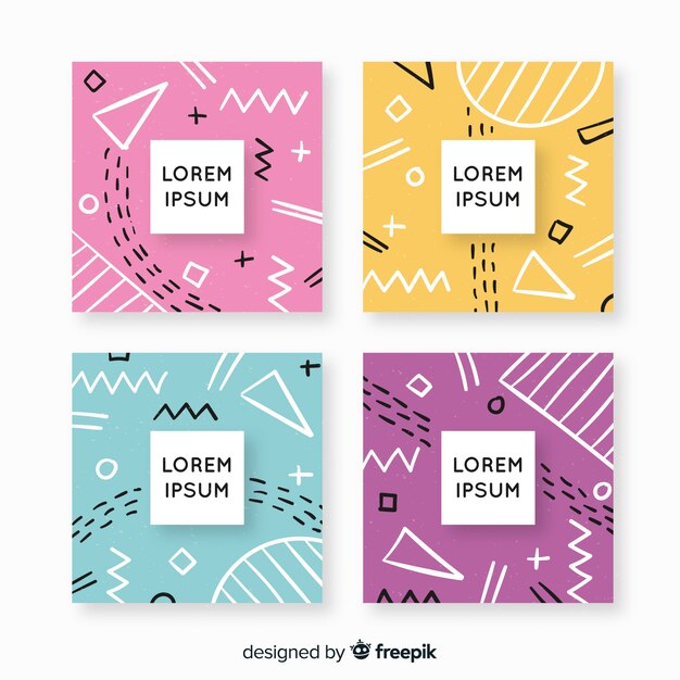 Set de portadas de estilo memphis