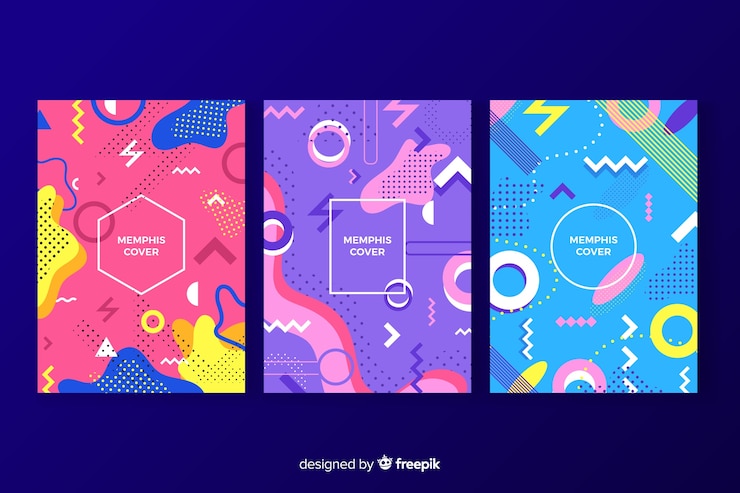 Vector gratuito set de portadas de estilo memphis