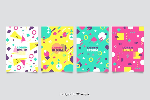 Set póster estilo memphis coloridos
