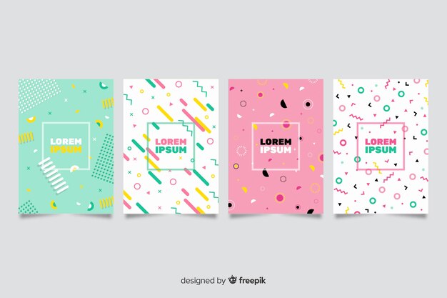Set póster estilo memphis coloridos
