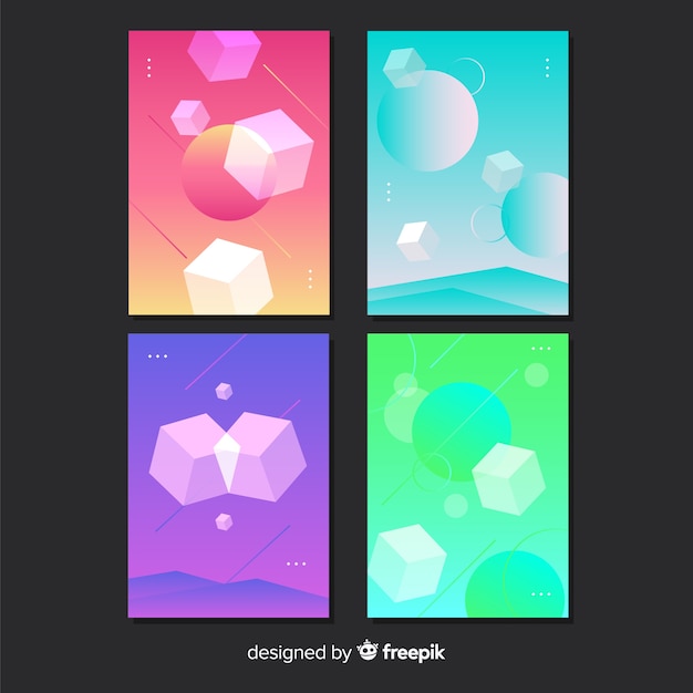 Set póster formas geométricas degradadas antigravedad