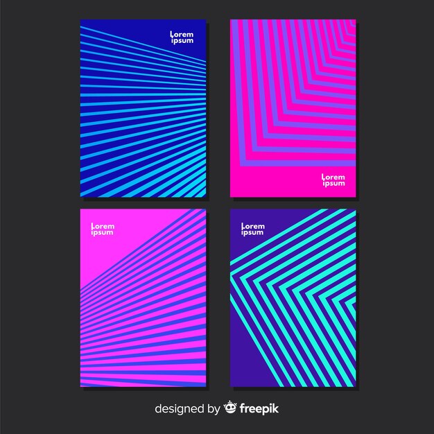 Set póster líneas geométricas coloridas