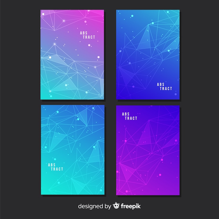 Vector gratuito set póster tecnológicos degradados